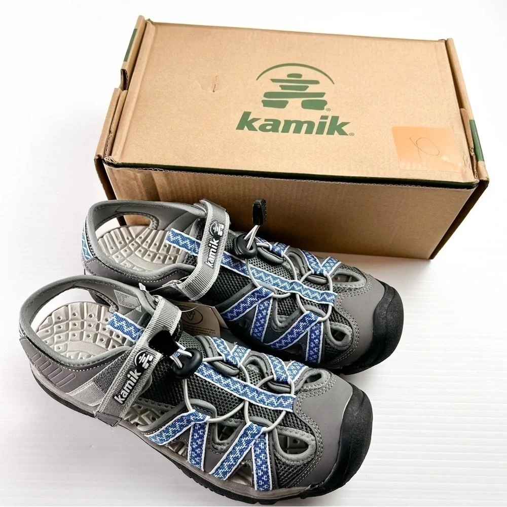 Kamik Sandals womens 10 Islander 2 Blue Grey Hook Loop Shoes Outdoors